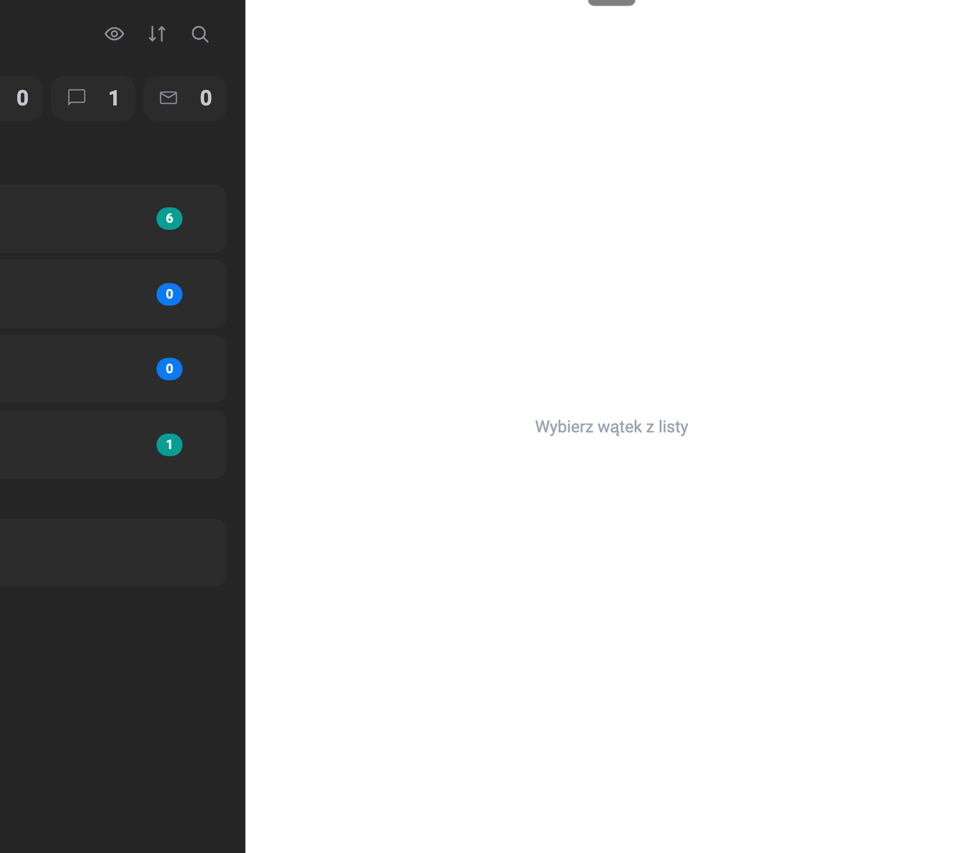 Colonne centrale de Task Manager avec une liste d’éléments et des indicateurs de couleur